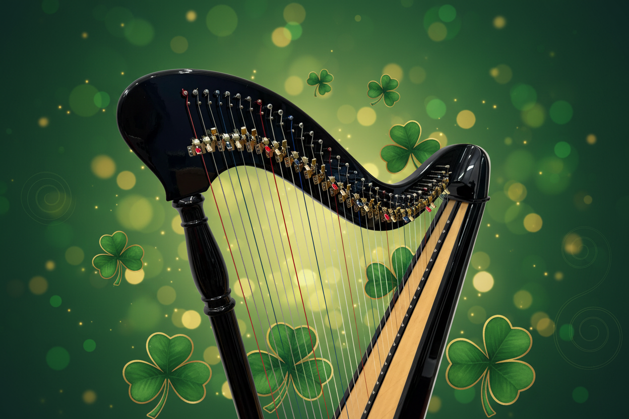 Hempson 34 string lever harp by Harfenland