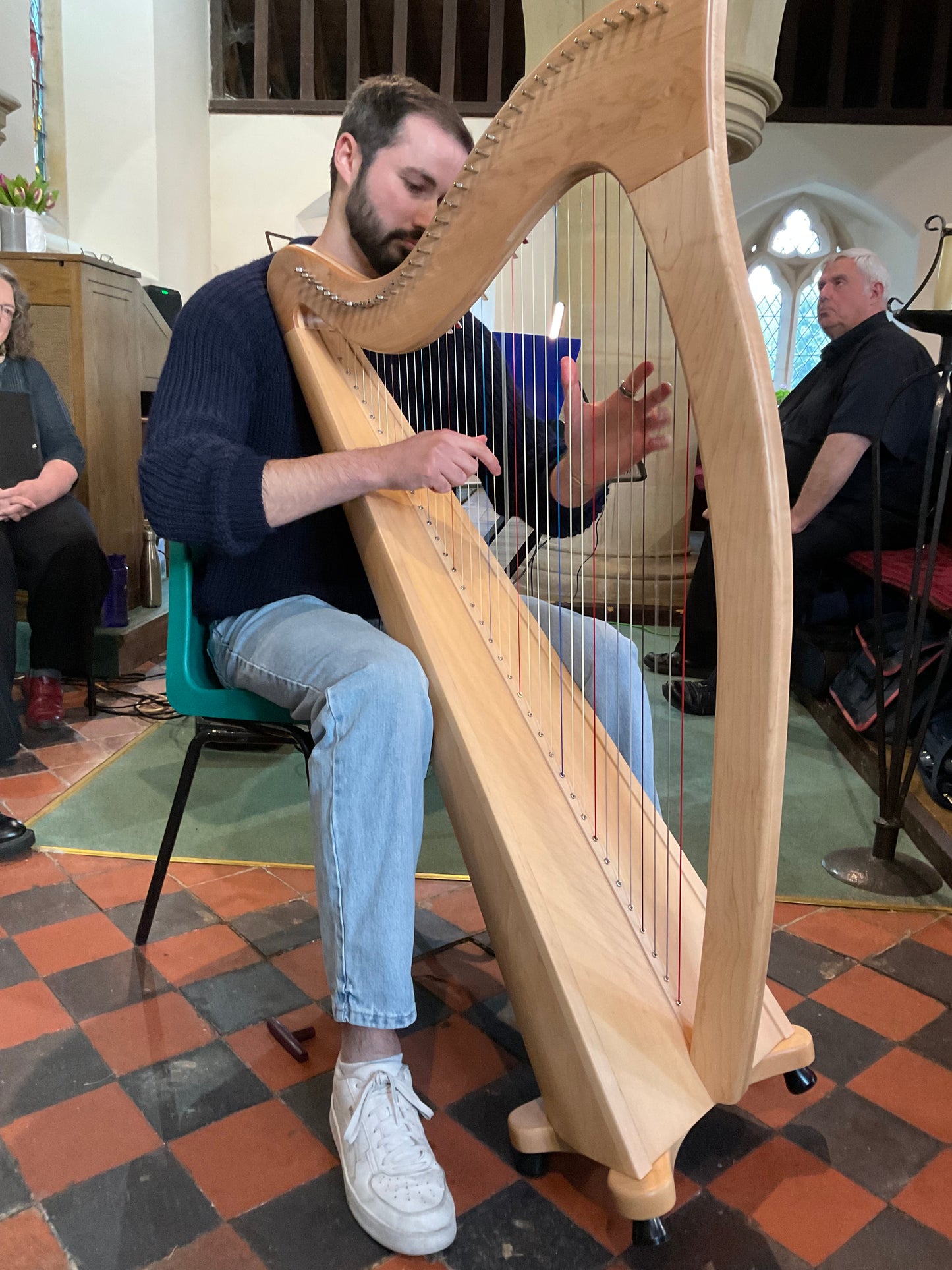 Irish Harper Lukr Webb playing the Mali 36 from Cambrian Harps 