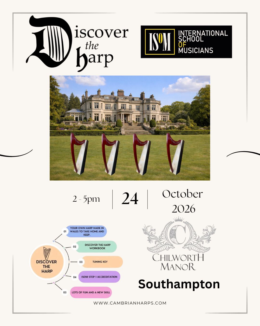 Discover The Harp workshop at Chilworth Manor Hotel, Southampton