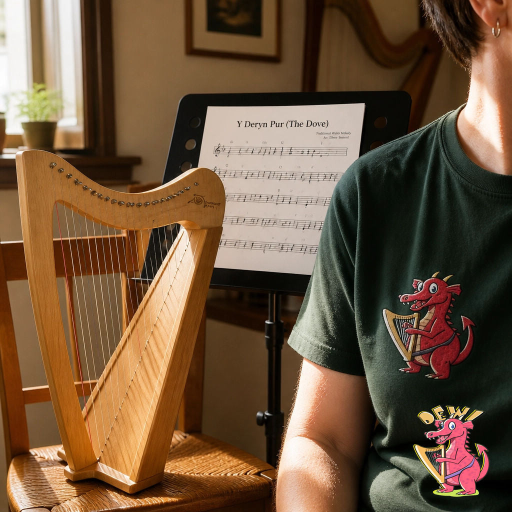 Y Deryn Pur / The Dove in C major for small harp ensemble plus solo part for Discovery 16