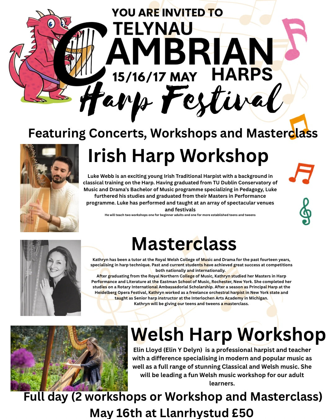 Cambrian Harp Festival Workshop Day 16/5/2026 Llanrhystud
