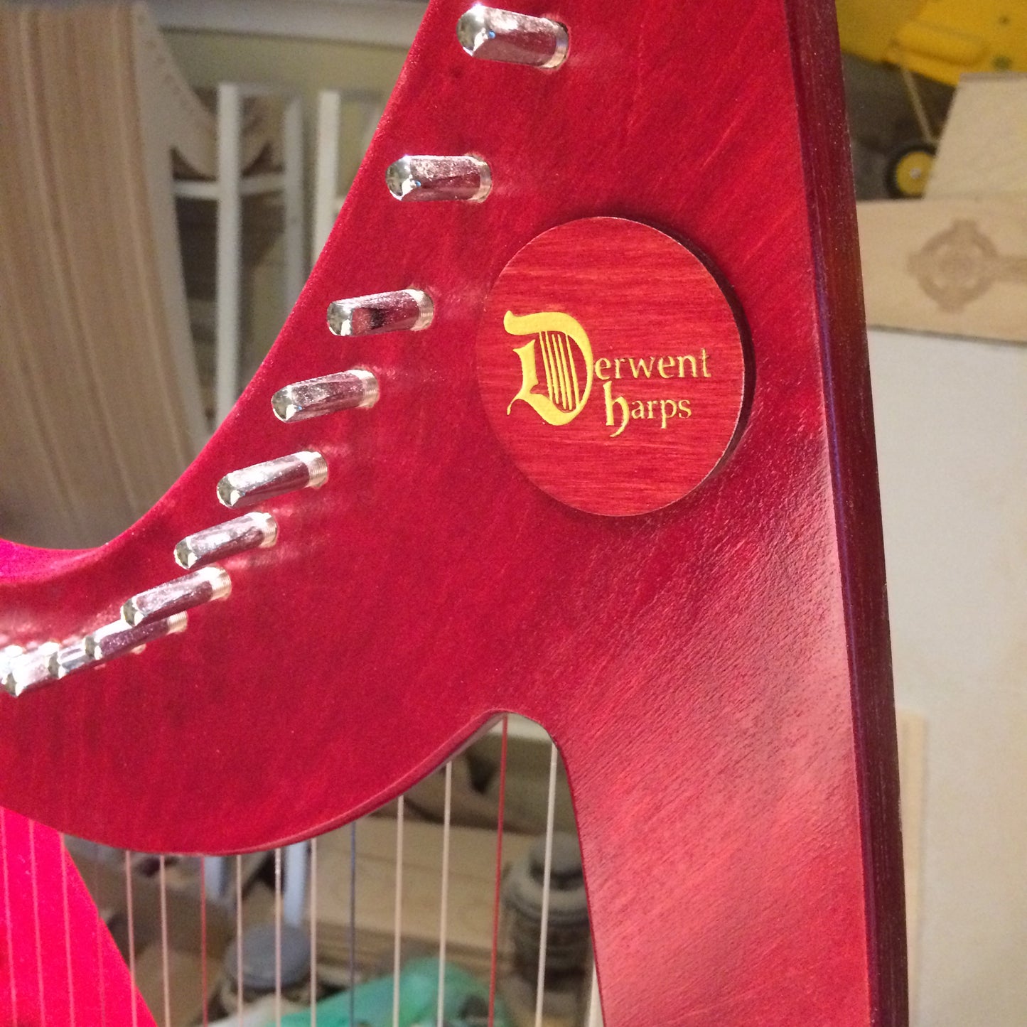 Derwent Harps Adventurer 20 in coloured wood stain Finishes Made in Wales with F and C Levers