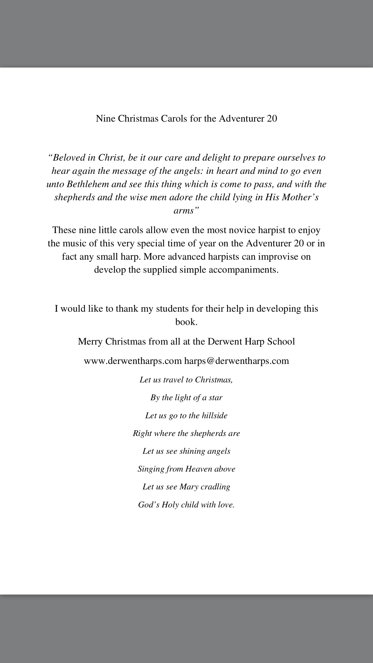 Nine Christmas Carols for the Adventurer 20