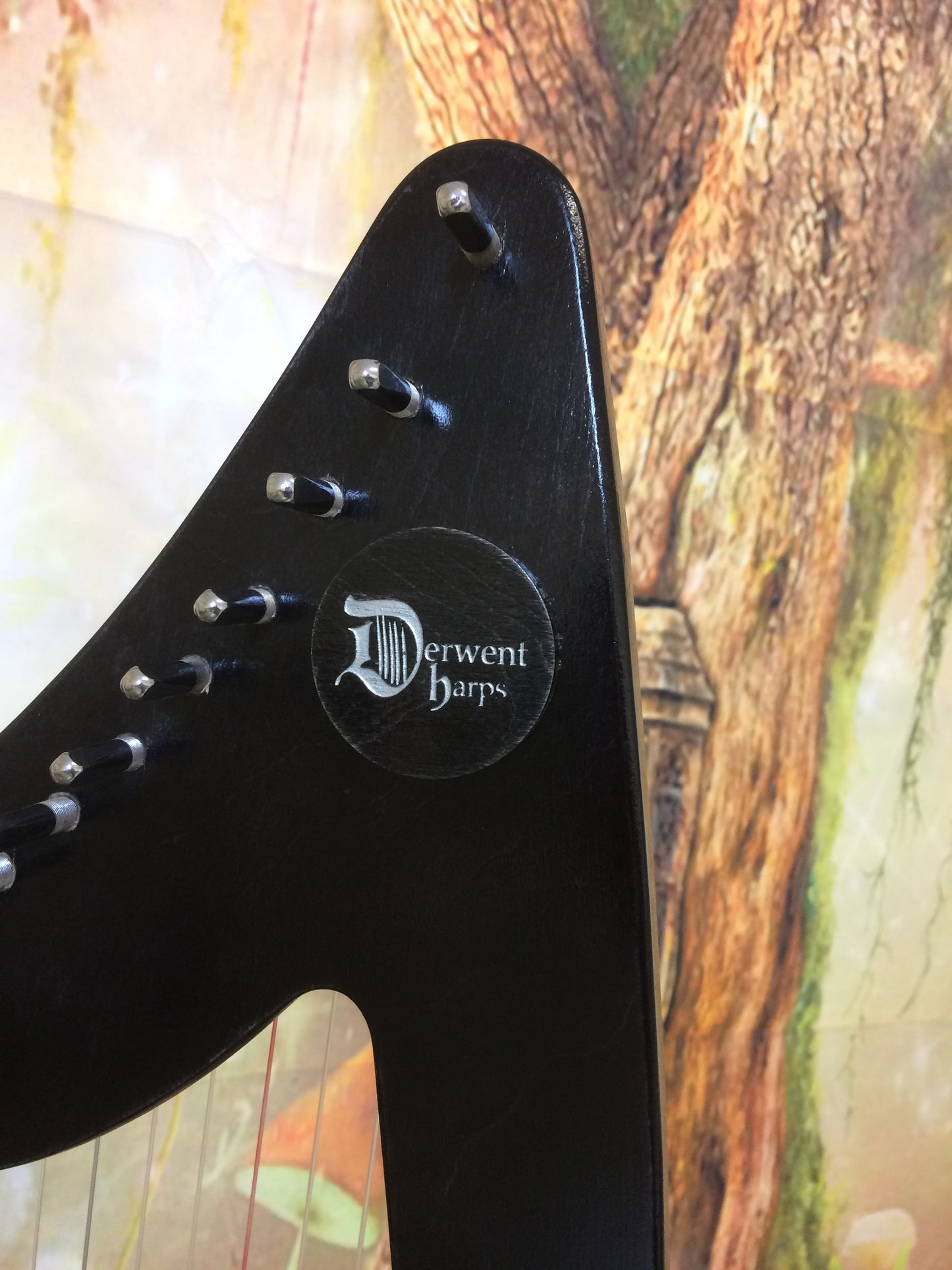 Derwent Harps Adventurer 20 in coloured wood stain Finishes Made in Wales with F and C Levers