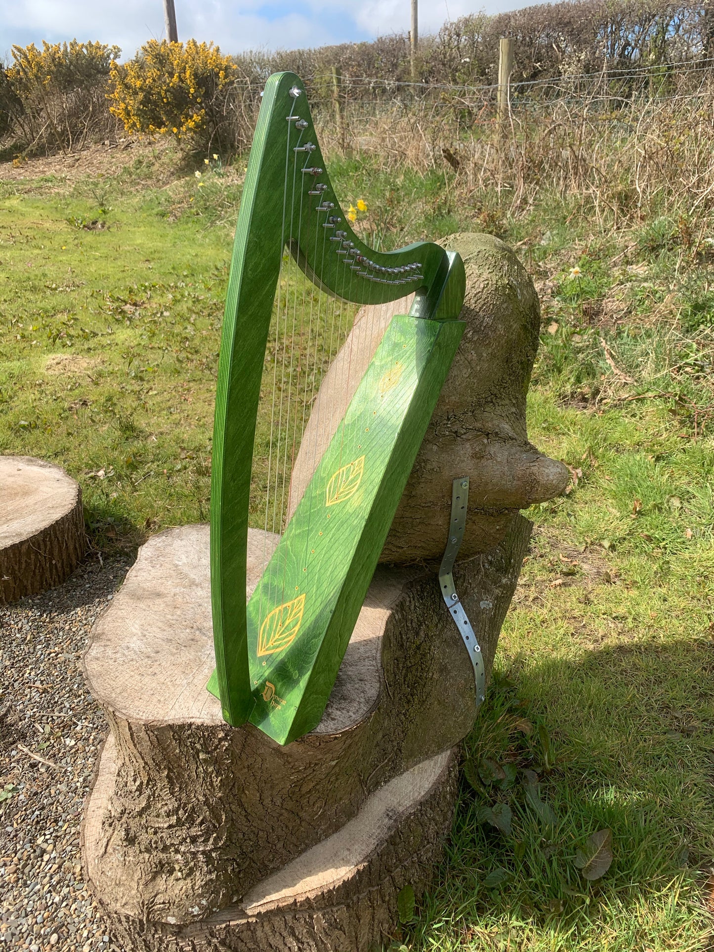 Derwent Harps Adventurer 20 in coloured wood stain Finishes Made in Wales with F and C Levers