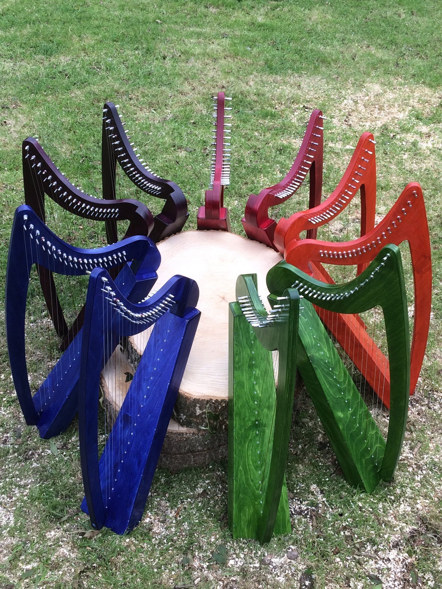 Derwent Harps Adventurer 20 in coloured wood stain Finishes Made in Wales with F and C Levers