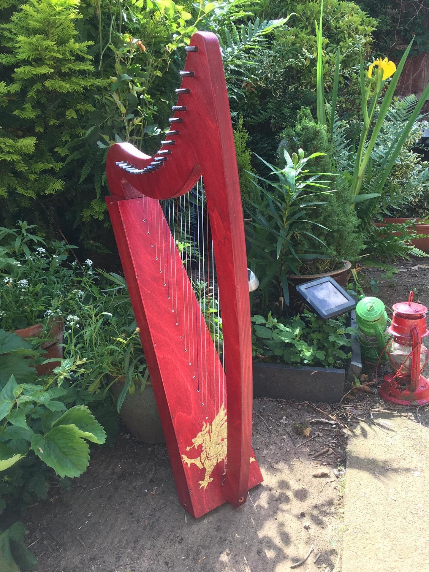 Derwent Harps Adventurer 20 in coloured wood stain Finishes Made in Wales with F and C Levers
